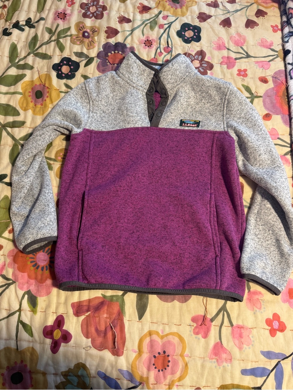 LLBean Girls 3/4 Button Up Sweater ~ M